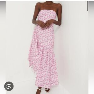 Hyacinth House Strapless Pink & White Floral Maxi Dress XL